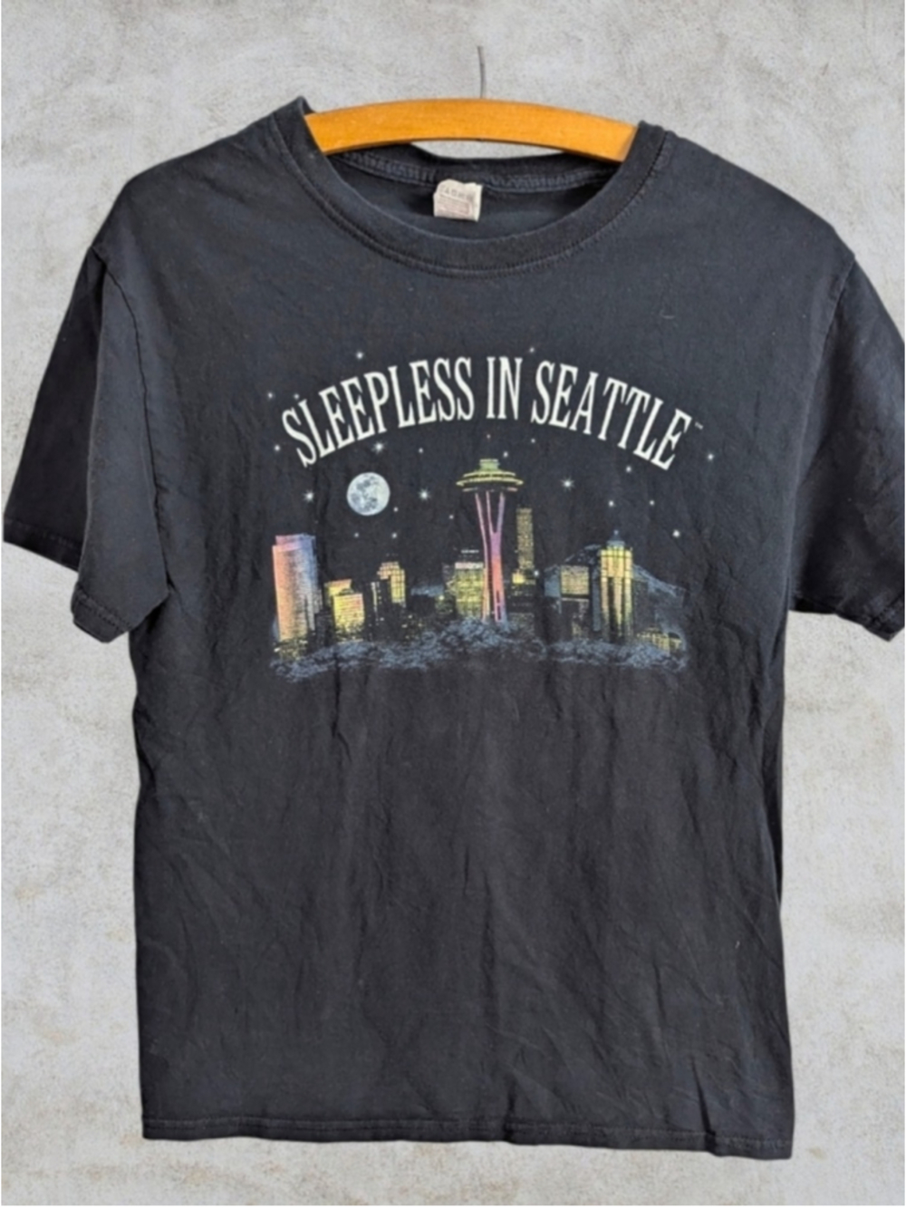 Vintage Sleepless in Seattle 90s Romcom Black Cotton Tee Size S